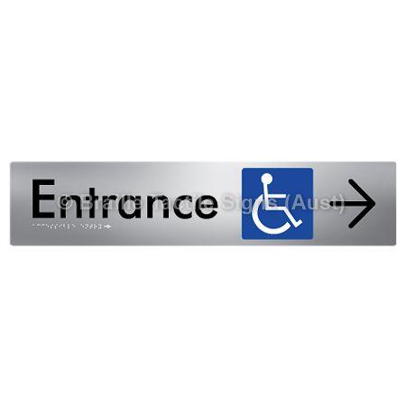 Braille Sign Accessible Entry w/ Large Arrow: - Braille Tactile Signs (Aust) - BTS59->R-aliS - Fully Custom Signs - Fast Shipping - High Quality - Australian Made &amp; Owned