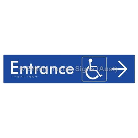 Braille Sign Accessible Entry w/ Large Arrow: - Braille Tactile Signs (Aust) - BTS59->R-blu - Fully Custom Signs - Fast Shipping - High Quality - Australian Made &amp; Owned