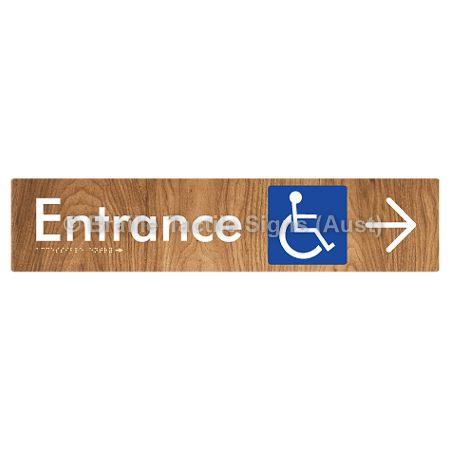 Braille Sign Accessible Entry w/ Large Arrow: - Braille Tactile Signs (Aust) - BTS59->R-wdg - Fully Custom Signs - Fast Shipping - High Quality - Australian Made &amp; Owned
