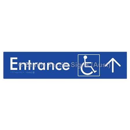 Braille Sign Accessible Entry w/ Large Arrow: - Braille Tactile Signs (Aust) - BTS59->U-blu - Fully Custom Signs - Fast Shipping - High Quality - Australian Made &amp; Owned