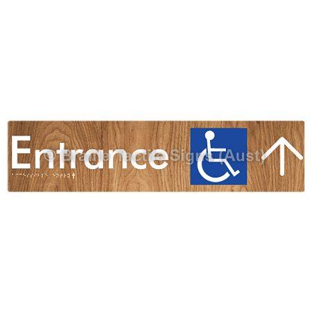 Braille Sign Accessible Entry w/ Large Arrow: - Braille Tactile Signs (Aust) - BTS59->U-wdg - Fully Custom Signs - Fast Shipping - High Quality - Australian Made &amp; Owned