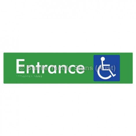 Braille Sign Accessible Entry - Braille Tactile Signs (Aust) - BTS59-grn - Fully Custom Signs - Fast Shipping - High Quality - Australian Made &amp; Owned