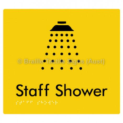 Braille Sign Staff Shower - Braille Tactile Signs (Aust) - BTS62-yel - Fully Custom Signs - Fast Shipping - High Quality - Australian Made &amp; Owned