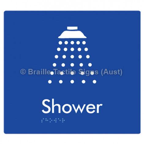 Braille Sign Shower - Braille Tactile Signs (Aust) - BTS63-blu - Fully Custom Signs - Fast Shipping - High Quality - Australian Made &amp; Owned