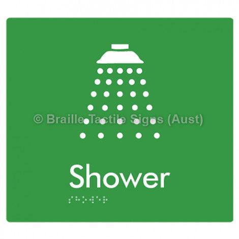 Braille Sign Shower - Braille Tactile Signs (Aust) - BTS63-grn - Fully Custom Signs - Fast Shipping - High Quality - Australian Made &amp; Owned