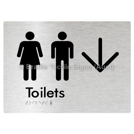 Braille Sign Toilets w/ Large Arrow: - Braille Tactile Signs (Aust) - BTS68->D-aliB - Fully Custom Signs - Fast Shipping - High Quality - Australian Made &amp; Owned