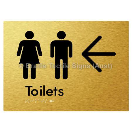 Braille Sign Toilets w/ Large Arrow: - Braille Tactile Signs (Aust) - BTS68->L-aliG - Fully Custom Signs - Fast Shipping - High Quality - Australian Made &amp; Owned