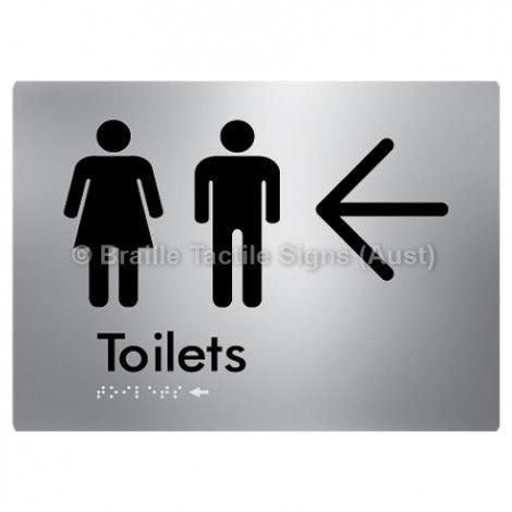 Braille Sign Toilets w/ Large Arrow: - Braille Tactile Signs (Aust) - BTS68->L-aliS - Fully Custom Signs - Fast Shipping - High Quality - Australian Made &amp; Owned