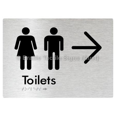Braille Sign Toilets w/ Large Arrow: - Braille Tactile Signs (Aust) - BTS68->R-aliB - Fully Custom Signs - Fast Shipping - High Quality - Australian Made &amp; Owned