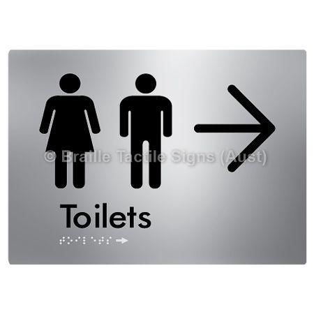 Braille Sign Toilets w/ Large Arrow: - Braille Tactile Signs (Aust) - BTS68->R-aliS - Fully Custom Signs - Fast Shipping - High Quality - Australian Made &amp; Owned