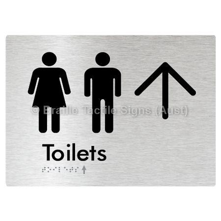 Braille Sign Toilets w/ Large Arrow: - Braille Tactile Signs (Aust) - BTS68->U-aliB - Fully Custom Signs - Fast Shipping - High Quality - Australian Made &amp; Owned