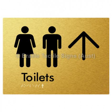 Braille Sign Toilets w/ Large Arrow: - Braille Tactile Signs (Aust) - BTS68->L-blu - Fully Custom Signs - Fast Shipping - High Quality - Australian Made &amp; Owned