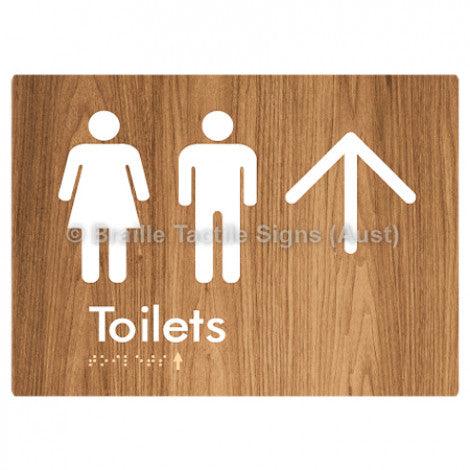 Braille Sign Toilets w/ Large Arrow: - Braille Tactile Signs (Aust) - BTS68->L-blu - Fully Custom Signs - Fast Shipping - High Quality - Australian Made &amp; Owned