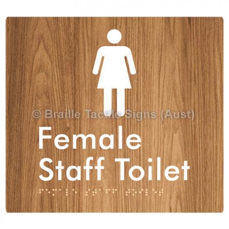 Braille Sign Female Staff Toilet - Braille Tactile Signs (Aust) - BTS73n-wdg - Fully Custom Signs - Fast Shipping - High Quality - Australian Made &amp; Owned