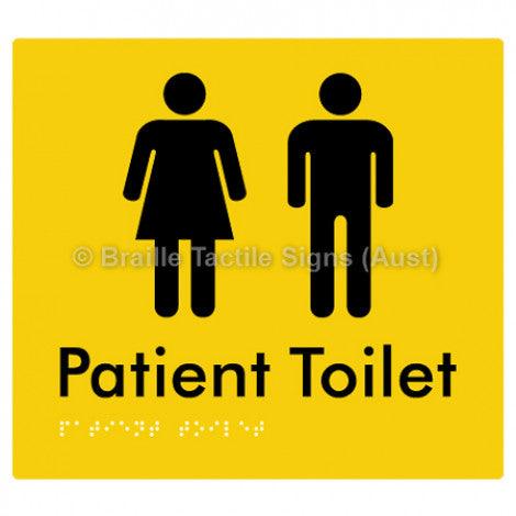 Braille Sign Patient Toilet - Braille Tactile Signs (Aust) - BTS75-yel - Fully Custom Signs - Fast Shipping - High Quality - Australian Made &amp; Owned