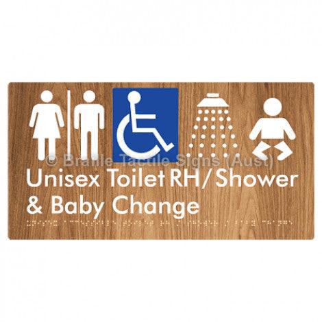 Braille Sign Unisex Accessible Toilet RH / Shower / Baby Change w/ Air Lock - Braille Tactile Signs (Aust) - BTS83RHn-AL-wdg - Fully Custom Signs - Fast Shipping - High Quality - Australian Made &amp; Owned
