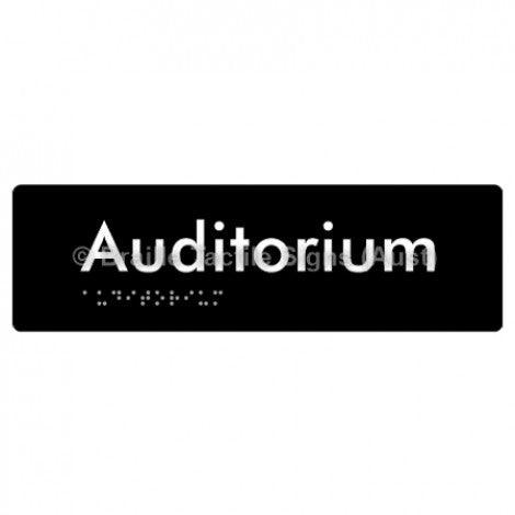 Braille Sign Auditorium - Braille Tactile Signs (Aust) - BTS86-blk - Fully Custom Signs - Fast Shipping - High Quality - Australian Made &amp; Owned