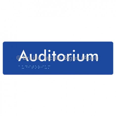 Braille Sign Auditorium - Braille Tactile Signs (Aust) - BTS86-blu - Fully Custom Signs - Fast Shipping - High Quality - Australian Made &amp; Owned