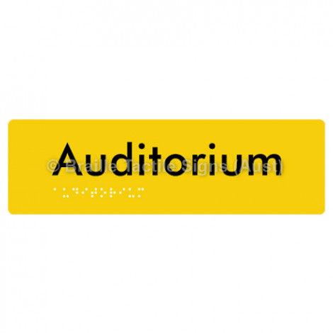 Braille Sign Auditorium - Braille Tactile Signs (Aust) - BTS86-yel - Fully Custom Signs - Fast Shipping - High Quality - Australian Made &amp; Owned