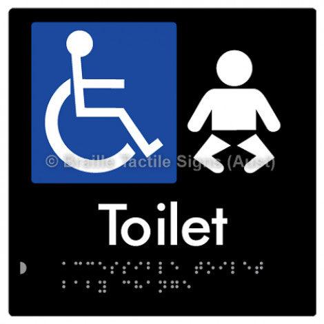 Braille Sign Accessible Toilet and Baby Change - Braille Tactile Signs (Aust) - BTS92-blk - Fully Custom Signs - Fast Shipping - High Quality - Australian Made &amp; Owned