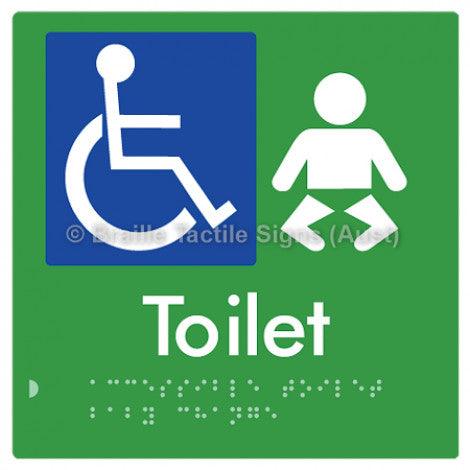 Braille Sign Accessible Toilet and Baby Change - Braille Tactile Signs (Aust) - BTS92-grn - Fully Custom Signs - Fast Shipping - High Quality - Australian Made &amp; Owned