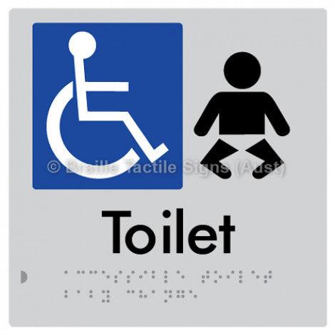 Braille Sign Accessible Toilet and Baby Change - Braille Tactile Signs (Aust) - BTS92-slv - Fully Custom Signs - Fast Shipping - High Quality - Australian Made &amp; Owned