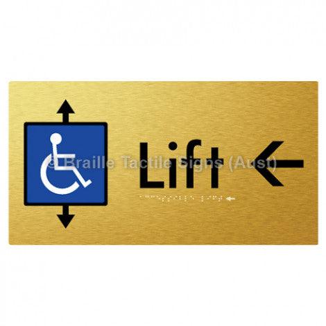 Braille Sign Accessible Lift w/ Large Arrow: L - Braille Tactile Signs (Aust) - BTS96->L-aliG - Fully Custom Signs - Fast Shipping - High Quality - Australian Made &amp; Owned