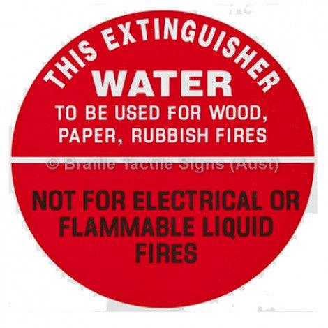 Braille Sign Air Water Fire Extinguisher Identification Sign - Braille Tactile Signs (Aust) - - Fully Custom Signs - Fast Shipping - High Quality - Australian Made &amp; Owned