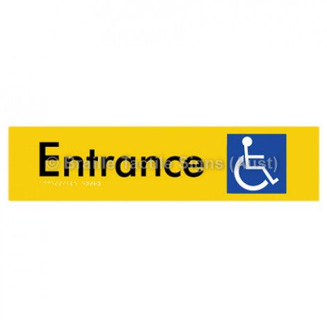 Braille Sign Accessible Entry - Braille Tactile Signs Aust. - BTS59-yel - Custom Signs - Fast Shipping - High Quality - Australian Made &amp; Owned