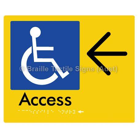 Braille Sign Accessible Entry w/ Large Arrow: - Braille Tactile Signs Aust. - BTS37->L-yel - Custom Signs - Fast Shipping - High Quality - Australian Made &amp; Owned