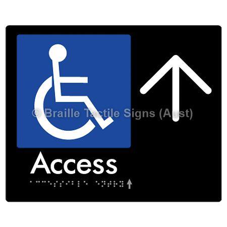 Braille Sign Accessible Entry w/ Large Arrow: - Braille Tactile Signs Aust. - BTS37->U-blk - Custom Signs - Fast Shipping - High Quality - Australian Made &amp; Owned