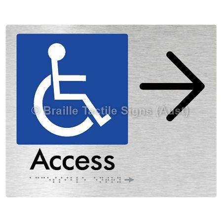 Braille Sign Accessible Entry w/ Large Arrow: - Braille Tactile Signs Aust. - BTS37->R-aliB - Custom Signs - Fast Shipping - High Quality - Australian Made &amp; Owned