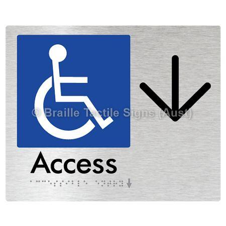 Braille Sign Accessible Entry w/ Large Arrow: - Braille Tactile Signs Aust. - BTS37->D-aliB - Custom Signs - Fast Shipping - High Quality - Australian Made &amp; Owned