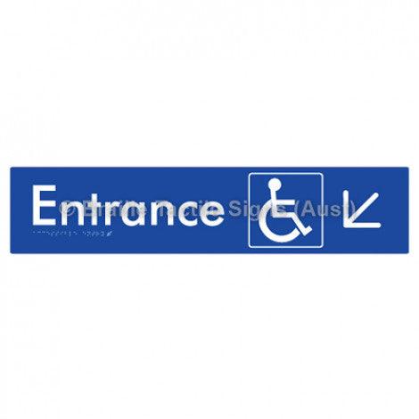 Braille Sign Accessible Entry w/ Large Arrow: DL - Braille Tactile Signs Aust. - BTS59->DL-blu - Custom Signs - Fast Shipping - High Quality - Australian Made &amp; Owned