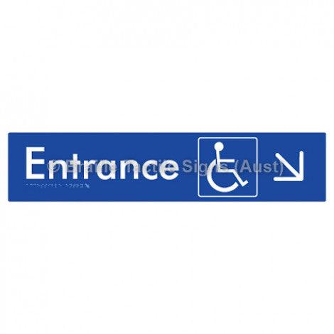 Braille Sign Accessible Entry w/ Large Arrow: DR - Braille Tactile Signs Aust. - BTS59->DR-blu - Custom Signs - Fast Shipping - High Quality - Australian Made &amp; Owned
