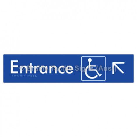 Braille Sign Accessible Entry w/ Large Arrow: UL - Braille Tactile Signs Aust. - BTS59->UL-blu - Custom Signs - Fast Shipping - High Quality - Australian Made &amp; Owned