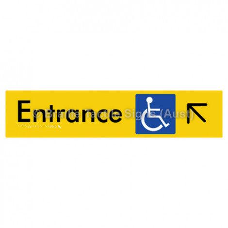 Braille Sign Accessible Entry w/ Large Arrow: UL - Braille Tactile Signs Aust. - BTS59->UL-yel - Custom Signs - Fast Shipping - High Quality - Australian Made &amp; Owned