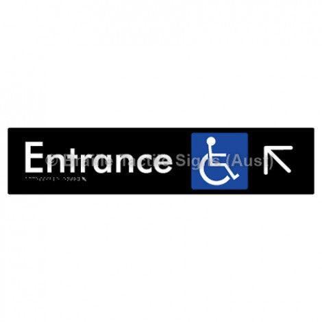 Braille Sign Accessible Entry w/ Large Arrow: UL - Braille Tactile Signs Aust. - BTS59->UL-blk - Custom Signs - Fast Shipping - High Quality - Australian Made &amp; Owned