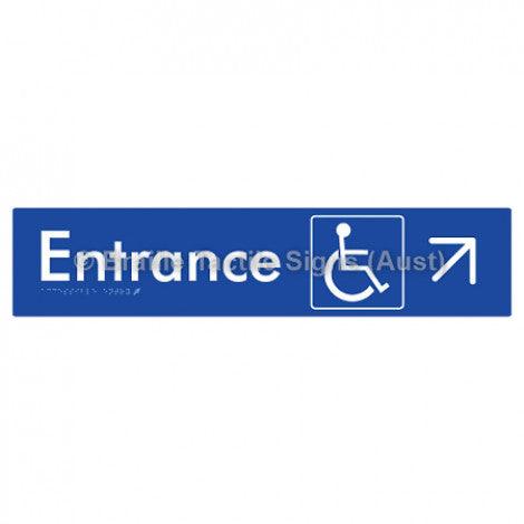 Braille Sign Accessible Entry w/ Large Arrow: UR - Braille Tactile Signs Aust. - BTS59->UR-blu - Custom Signs - Fast Shipping - High Quality - Australian Made &amp; Owned