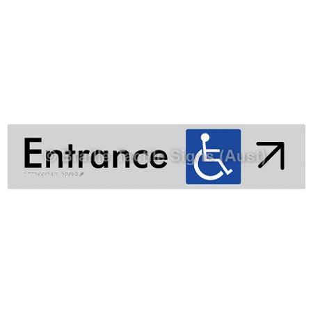 Braille Sign Accessible Entry w/ Large Arrow: UR - Braille Tactile Signs Aust. - BTS59->UR-slv - Custom Signs - Fast Shipping - High Quality - Australian Made &amp; Owned