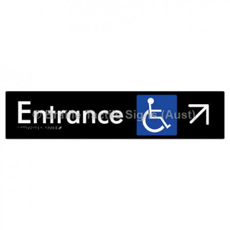 Braille Sign Accessible Entry w/ Large Arrow: UR - Braille Tactile Signs Aust. - BTS59->UR-blk - Custom Signs - Fast Shipping - High Quality - Australian Made &amp; Owned