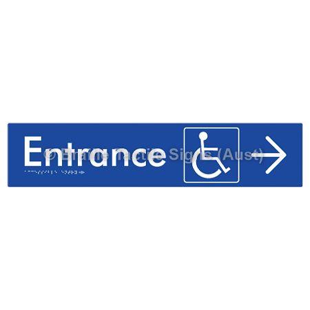 Braille Sign Accessible Entry with Large Arrow - Braille Tactile Signs Aust. - BTS59->R-blu - Custom Signs - Fast Shipping - High Quality - Australian Made &amp; Owned