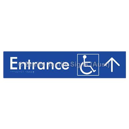 Braille Sign Accessible Entry with Large Arrow - Braille Tactile Signs Aust. - BTS59->U-blu - Custom Signs - Fast Shipping - High Quality - Australian Made &amp; Owned