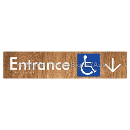 Braille Sign Accessible Entry with Large Arrow - Braille Tactile Signs Aust. - BTS59->D-wdg - Custom Signs - Fast Shipping - High Quality - Australian Made &amp; Owned