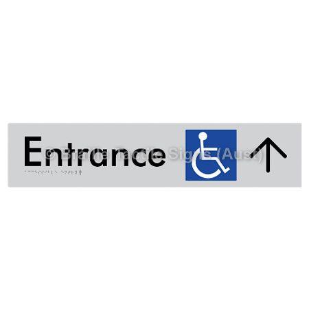 Braille Sign Accessible Entry with Large Arrow - Braille Tactile Signs Aust. - BTS59->U-slv - Custom Signs - Fast Shipping - High Quality - Australian Made &amp; Owned