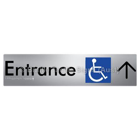 Braille Sign Accessible Entry with Large Arrow - Braille Tactile Signs Aust. - BTS59->U-aliS - Custom Signs - Fast Shipping - High Quality - Australian Made &amp; Owned