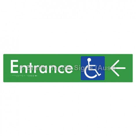 Braille Sign Accessible Entry with Large Arrow - Braille Tactile Signs Aust. - BTS59->L-grn - Custom Signs - Fast Shipping - High Quality - Australian Made &amp; Owned