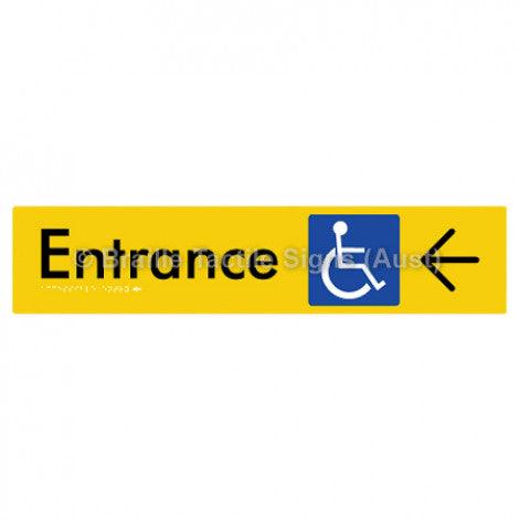 Braille Sign Accessible Entry with Large Arrow - Braille Tactile Signs Aust. - BTS59->L-yel - Custom Signs - Fast Shipping - High Quality - Australian Made &amp; Owned