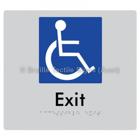 Braille Sign Accessible Exit - Braille Tactile Signs Aust. - BTS288-slv - Custom Signs - Fast Shipping - High Quality - Australian Made &amp; Owned