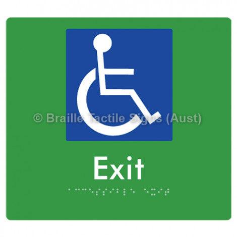 Braille Sign Accessible Exit - Braille Tactile Signs Aust. - BTS288-grn - Custom Signs - Fast Shipping - High Quality - Australian Made &amp; Owned